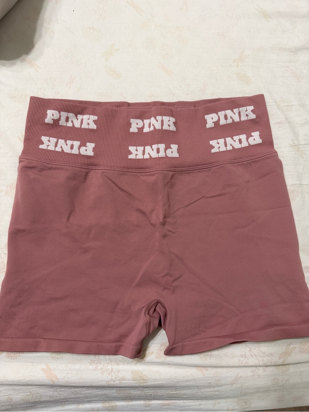 PINK Victoria's Secret Ribbed Waist Seamless Bike Shorts - Rose Mauve